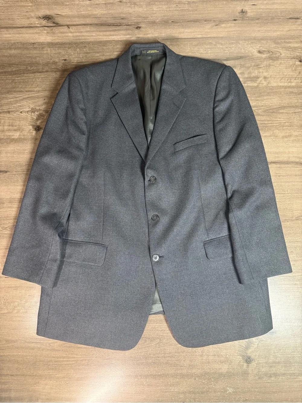 VTG Tom James Innocenti 100% Wool Men’s Three Button Sport Coat Blazer Grey 48L